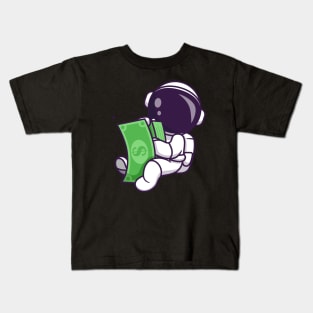 Cute Astronaut Holding Money Cartoon Kids T-Shirt